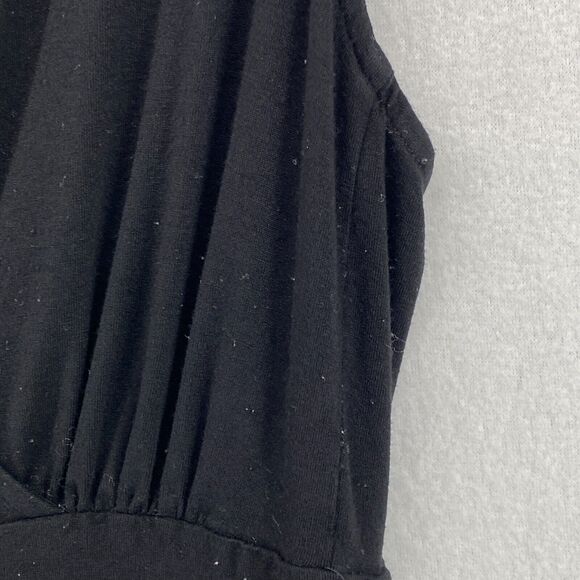 EILEEN FISHER Dress XS Stretch Rayon Jersey Surplice Tank Maxi Shirred Black USA - Picture 7 of 16